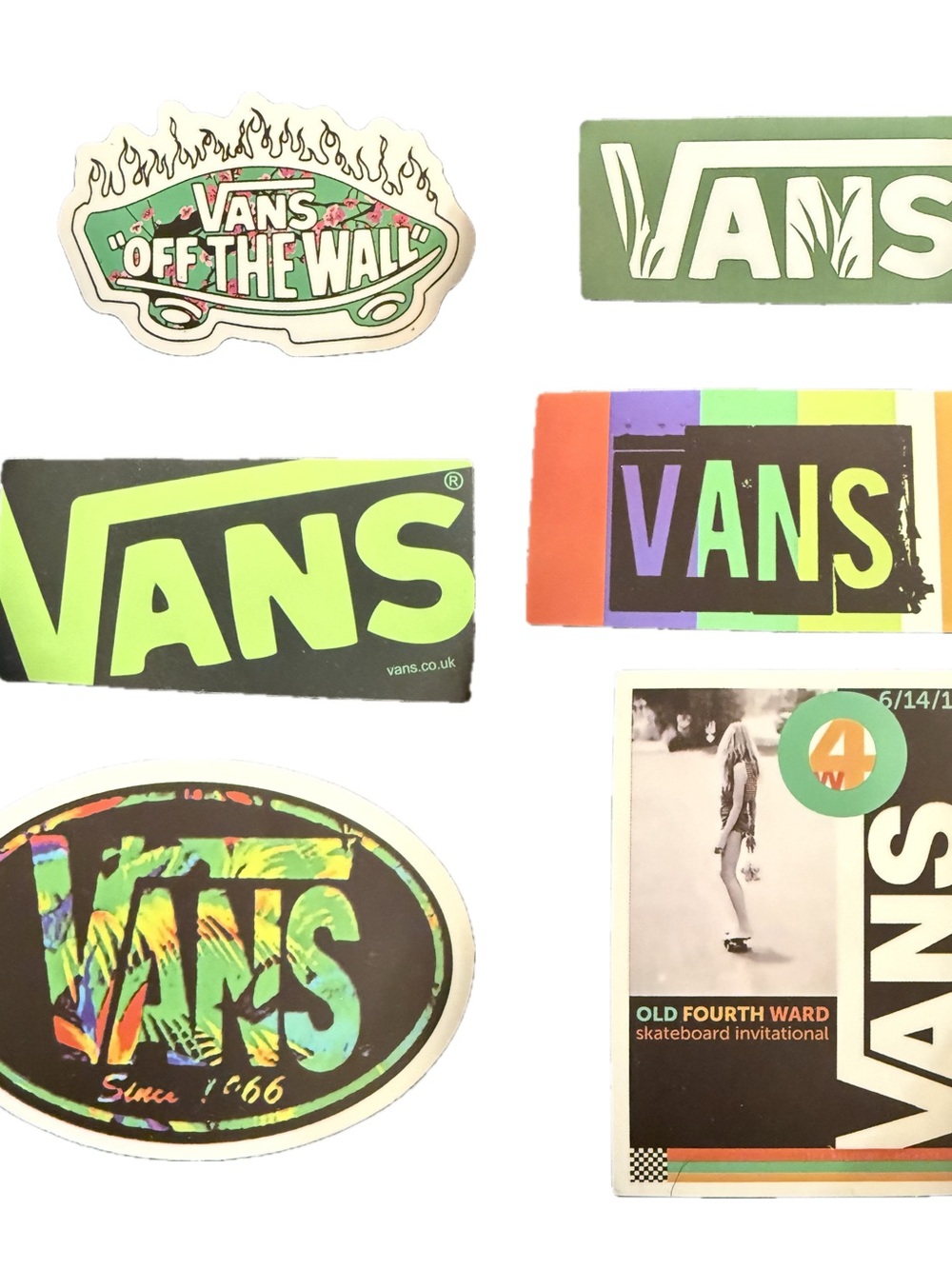 Vans Sticker Lot of 6 Off The Wall Skateboarding Logo Decals Streetwear Pack
